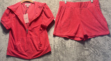 NWT Juicy Couture Terry Cloth Tracksuit M Watermelon Hoodie Shorts Bling Y2K