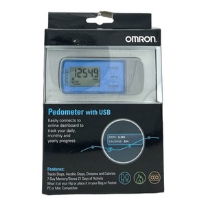 New In Box Omron HJ-322U Blue Tri-Axis Digital Pedometer Walking Step Counter