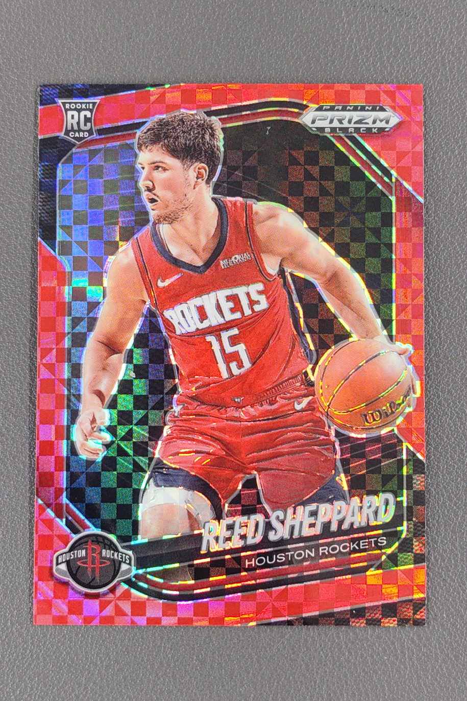 2024-25 Panini Prizm Black Reed Sheppard Prizms Red Power RC /75 #145 Rockets