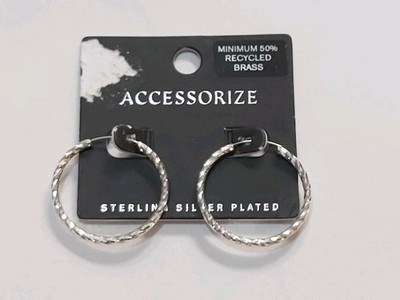 Versilberte strukturierte mittlere Creolen Accessoire Alltag Schmuck