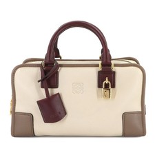 LOEWE Amazona 28 Hand Bag Leather Beige Brown...