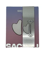 Sacheu Stainless Steel Face Roller and Gua Sha Bundle - Metal Face Roller