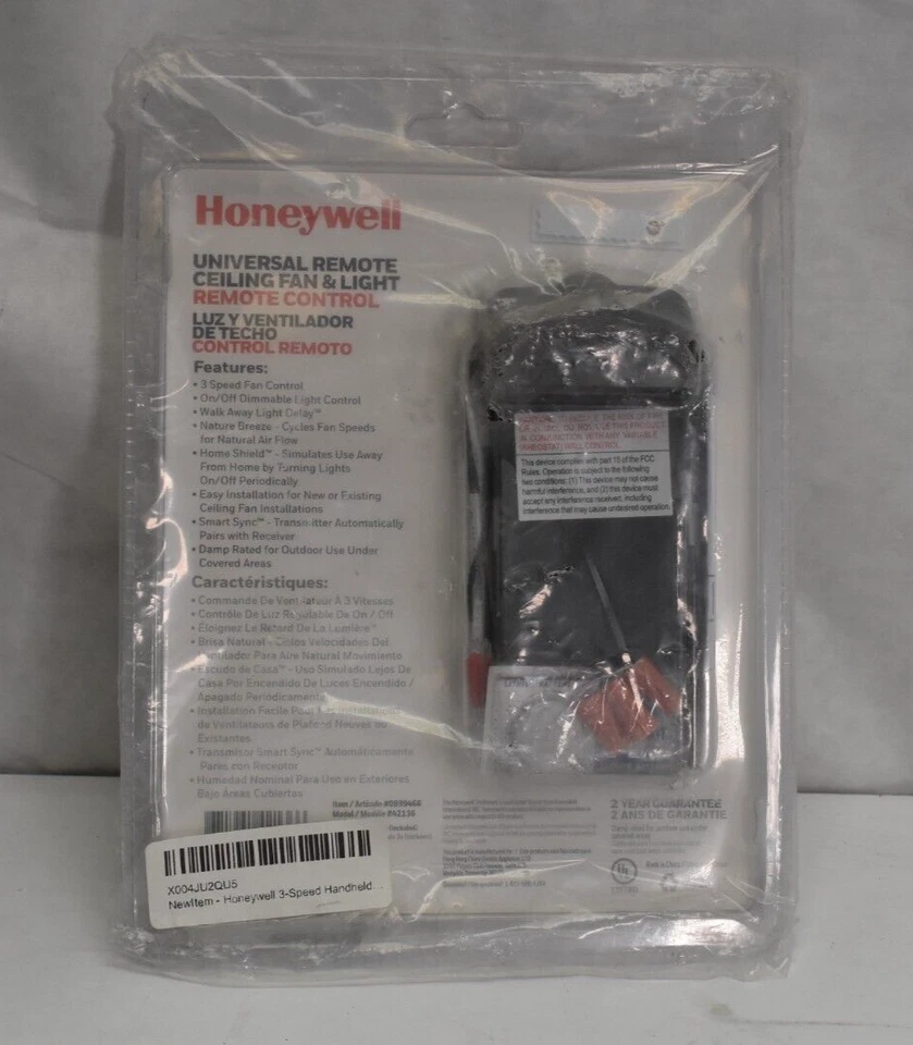 Ventilador de techo universal portátil Honeywell de 3 velocidades remoto con receptor 42136 Foto 3 de 4