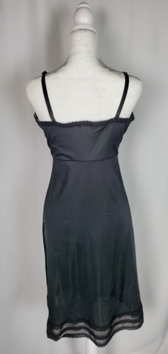 Vtg Vincent Slip Womens 34 Black Satin Lace Bust Sheer Full Lingerie Glam Sexy - Picture 4 of 15