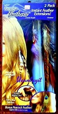 2pk Lectric Purple  Chestnut SNAP-ON FEATHERS Instant Extensions Seen on TV New