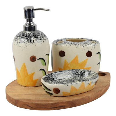 Ceramic Bathroom Accessories Set for Utility and Bathroom Decor Set of 3, (CS9)