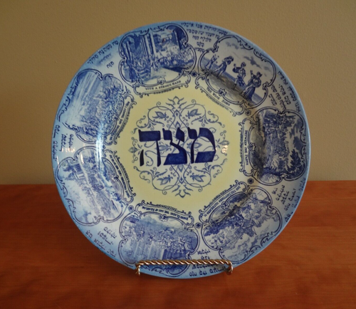 Vintage 1920er Ridgways Tepper London Keramik blau gelblich Matze Teller 9,75" - Bild 6 von 16