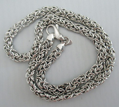 ITALY STERLING BYZANTINE NECKLACE CHAIN, 18 INCHES, 8.5MM WIDE, 21.5 GRAMS - Picture 2 of 10