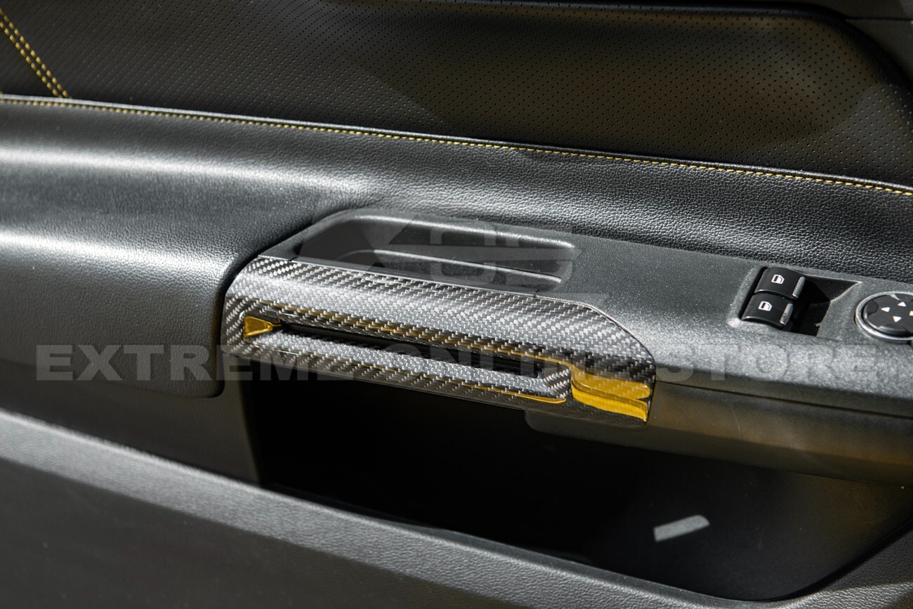 For 15-23 Ford Mustang Interior CARBON FIBER Side Door Armrest Panel Trim Cover
