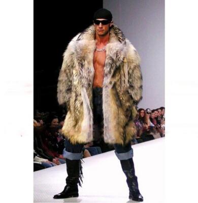 Real Fur Winter Warm Thicken Coats Overcoats Men Mid-Long Lapel Jacket Racoon 
