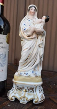 Antique french vieux paris porcelain madonna jesus figurine statue 19thc