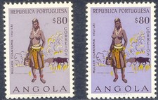 ANGOLA 1957 woman from Cuanhama VF unused (M/M) MAJOR VARIETY: MISSING COLOUR