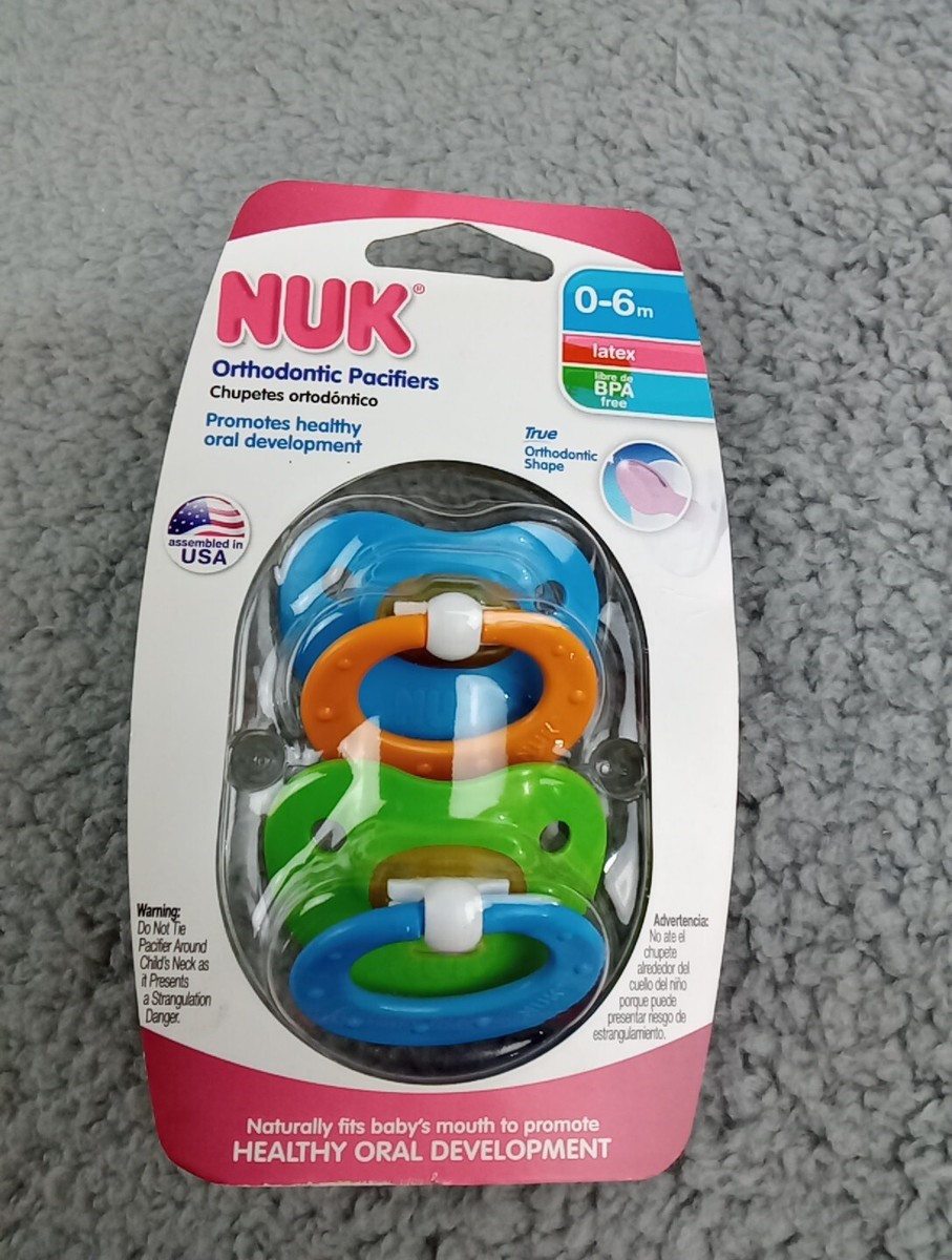 NUK LATEX Orthodontic 2 pack Pacifiers 0-6 Month Blue Green 2014