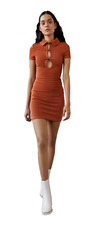 Urban Outfitters 90's Christy Keyhole Mini Dress Womans L Copper Y2K Bodycon NWT