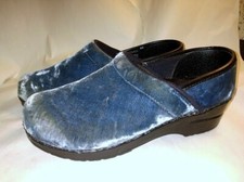 Sanita Nurse Comfort Clogs Blue Velvet Slip-On Shoes EU39 Women 7.5 Poland Made