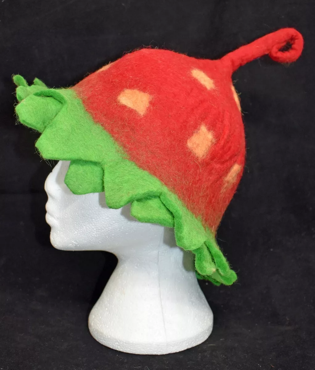 New Fair Trade Strawberry Felt Pixie Hat Hippy Festival Ethnic