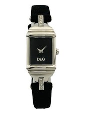 D&G Dolce & Gabbana DW0334 Woman’s Stones Lug and Black Canvas & Leather Watch.
