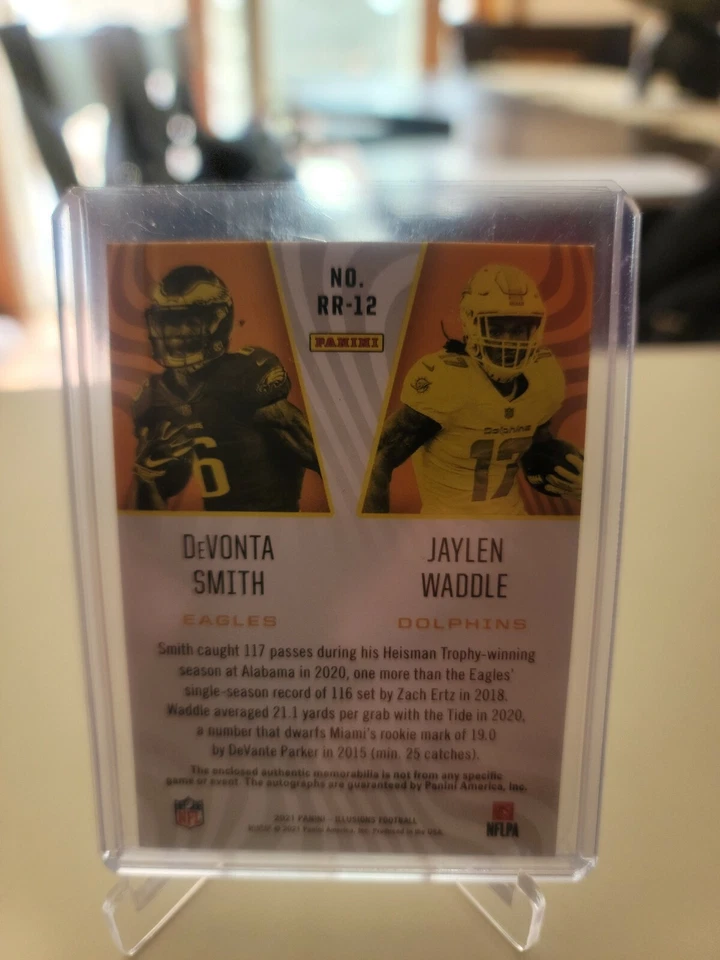 2021 Jaylen Waddle Devonta Smith Dual RPA 2 Color Patch 9/15 Gold SSP - Image 3 of 3