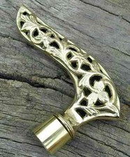 Vintage Solid Brass Leaf Head For Wooden Walking Stick cane Designer Handle Only