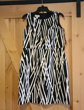 Talbots Dress Sz 14 Petite Black White Sleeveless Sheath Princess Seams Pockets