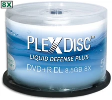 50-Pak PlexDisc =Liquid Defense Plus= Glossy Water-Resist Inkjet Hub DL DVD+R's