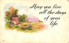 May You Live All The Days of Your Life. Walking On A Beautiful Field Postcard