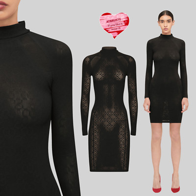 WOLFORD x SIMKHAI  Intricate Sheer Pattern Dress   S   black ... Minilänge