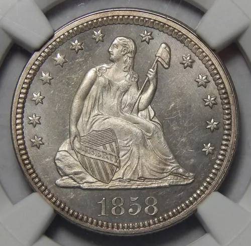 1858 NGC MS66 SEATED LIBERTY QUARTER