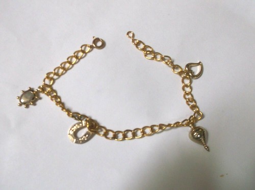 Schildkröte, Hufeisen, Top, Herz Charms Armband - 8"  - Bild 1 von 2