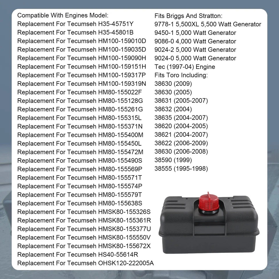 FOR Tecumseh 34156A One Gallon Fuel Tank with Cap Gas 4 Quart New - Image 3 of 4