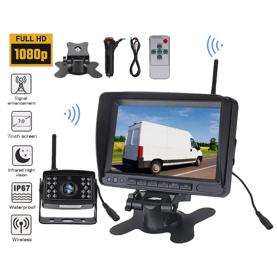 Digital Wireless 7" Split DVR Monitor Caravan Trailer Truck Reversing Camera Kit - Image 2 of 4
