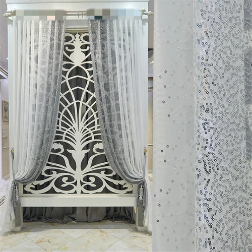 Modern Ombre Color Sheer Curtain with Sequins Shiny Voile Sheer Curtain 2 Panels - Bild 38 von 43