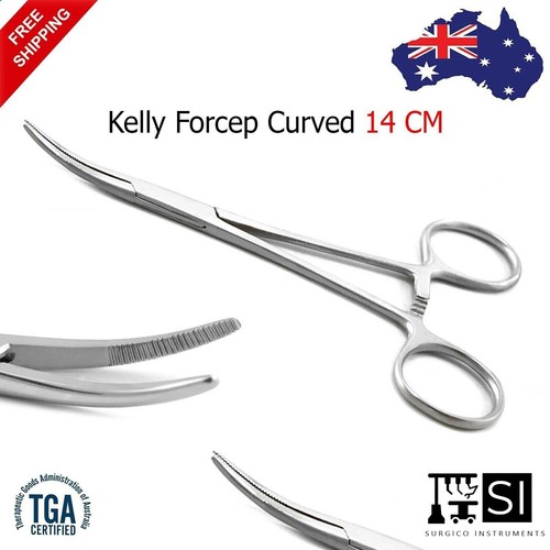 Hemostatic Artery Clamp Locking Surgical Kelly Curved Forcep 14 CM Veterinary - Bild 2 von 4