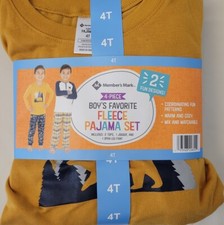 MEMBER'S MARK Boys' 4 Piece Fleece PJ Set In Woodland, 4T