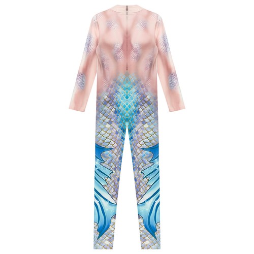Girls Fish Scales Print Unitard Full Body Jumpsuit Mermaid Cosplay Performance - Picture 143 of 149
