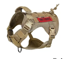 OneTigris Tactical Dog Harness Vest, Hook & Loop Panels Adjustable Olive Green