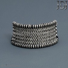 925 Argent Sterling Pierre Véritable Diamant Large Pandora Fil Bracelet Bijou