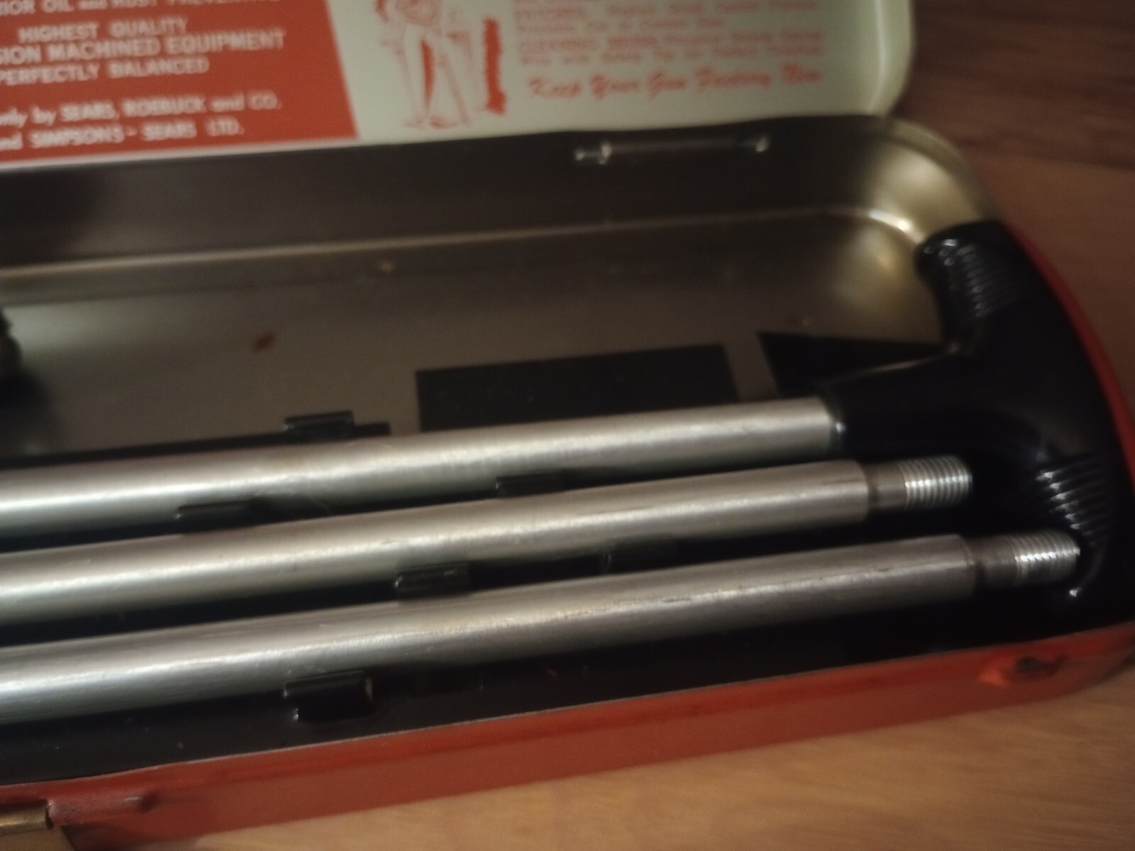 Vintage Sears Gun Cleaning Kit Ted Williams Orange 1216 ga No. 2140