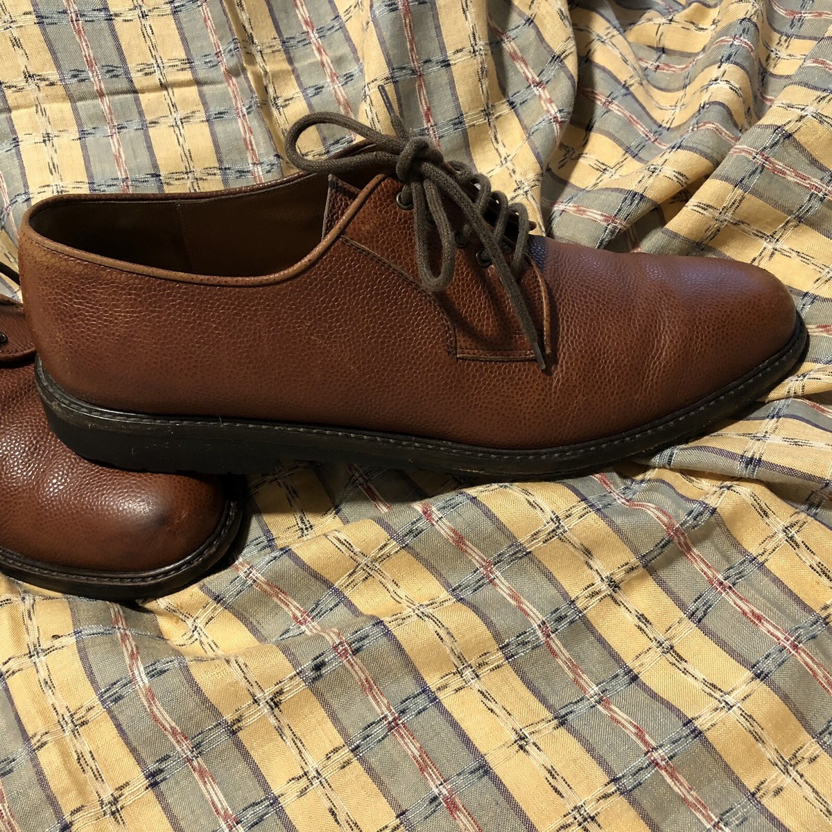 Salvatore Ferragamo Mens Size 11.5 B Brown Pebbled Leather  display picture 3
