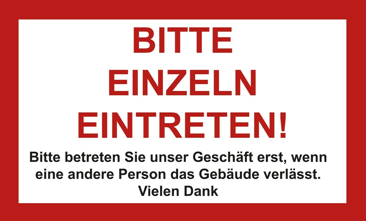 Aufkleber Bitte einzeln eintreten! NEU