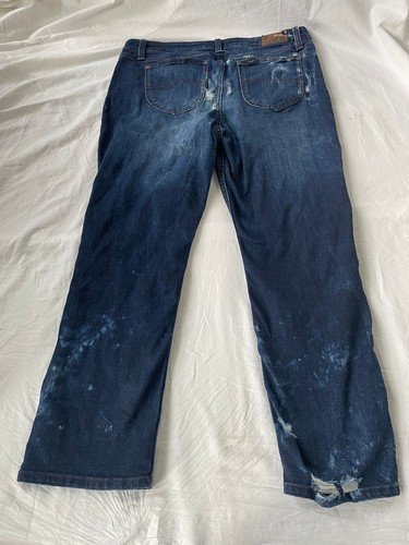 Lee Regular Fit Straight Leg Mid Rise Blue Jeans Womens Sz 16 Distressed 33x24 - Picture 2 of 10