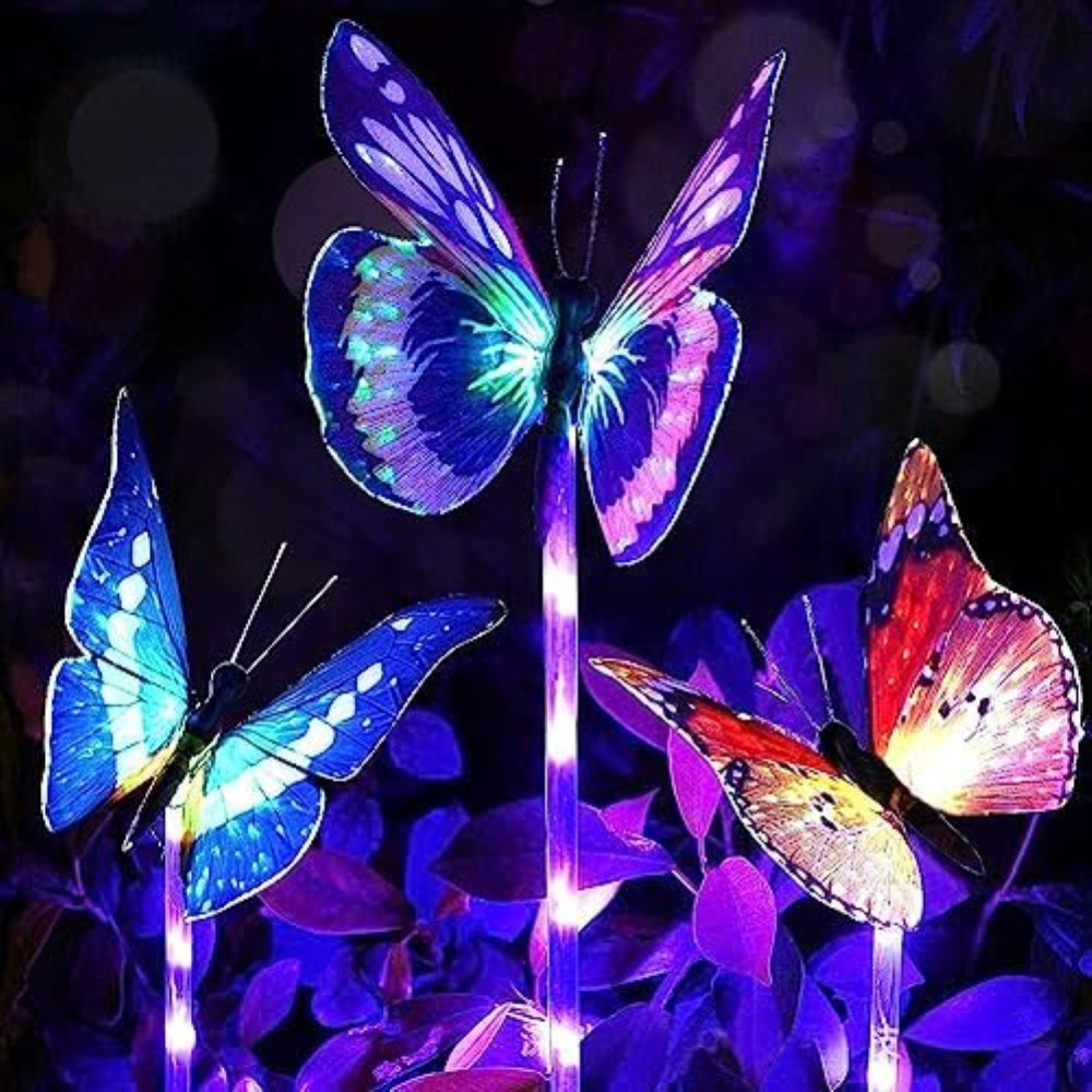 Luci LED Farfalla Energia Solare 3pz | Decorazione Esterna Giardino