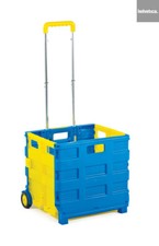 ProPlaz Folding Shopping Cart Collapsible Trolley 35kg Rolling Box Truck Blue