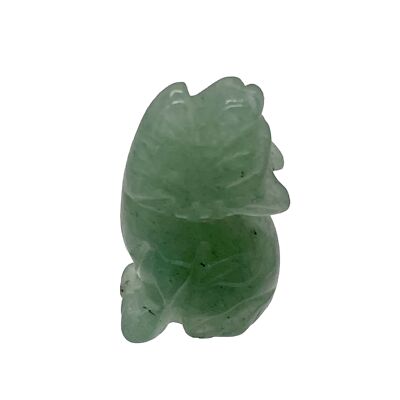 Howling New Moon Carved Aventurine Wolf/Coyote Figurine | 22x12x7.5mm | Green