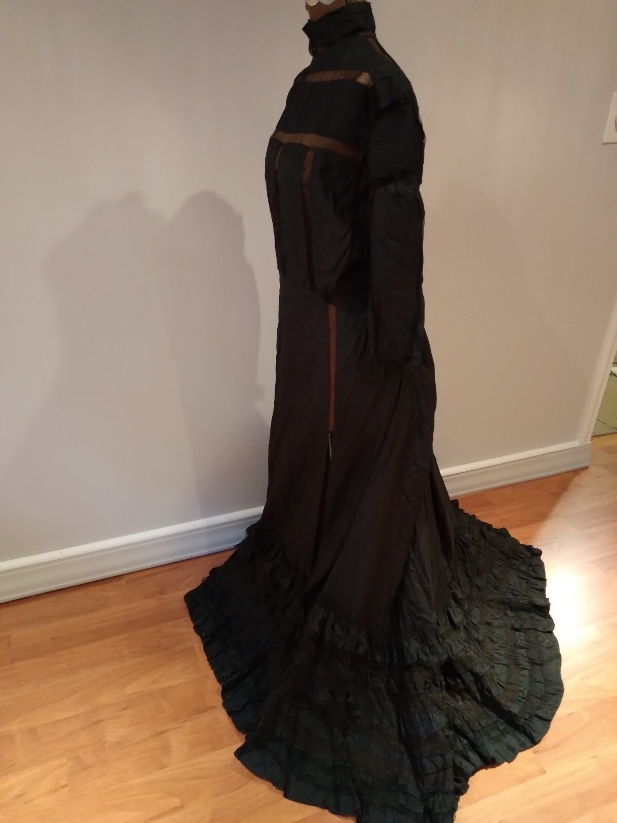 Vintage Edwardian RARE Black Silk Mesh Lace Insertion Dinner Dress eBay