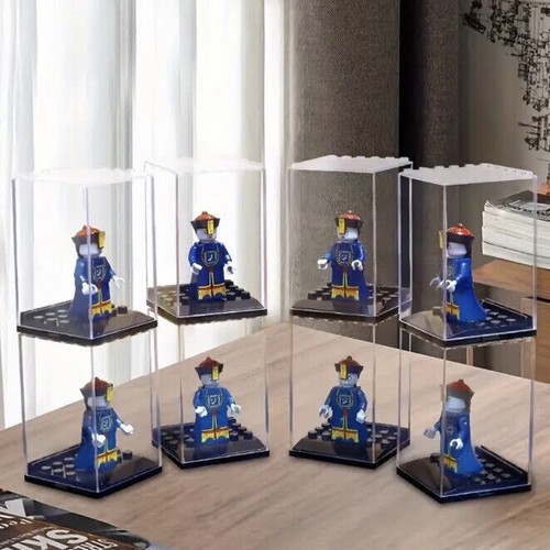 3Pcs Clear Black Base Display Case Box Suitable for Single Minifigures Stackable - Picture 3 of 7