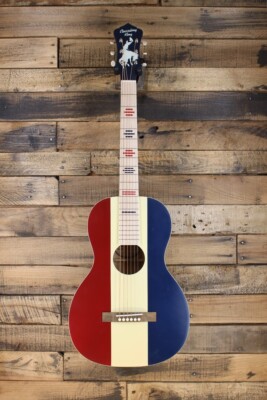Recording King Wrangler Single 0 Acoustic Guitar Red, White,& Blue