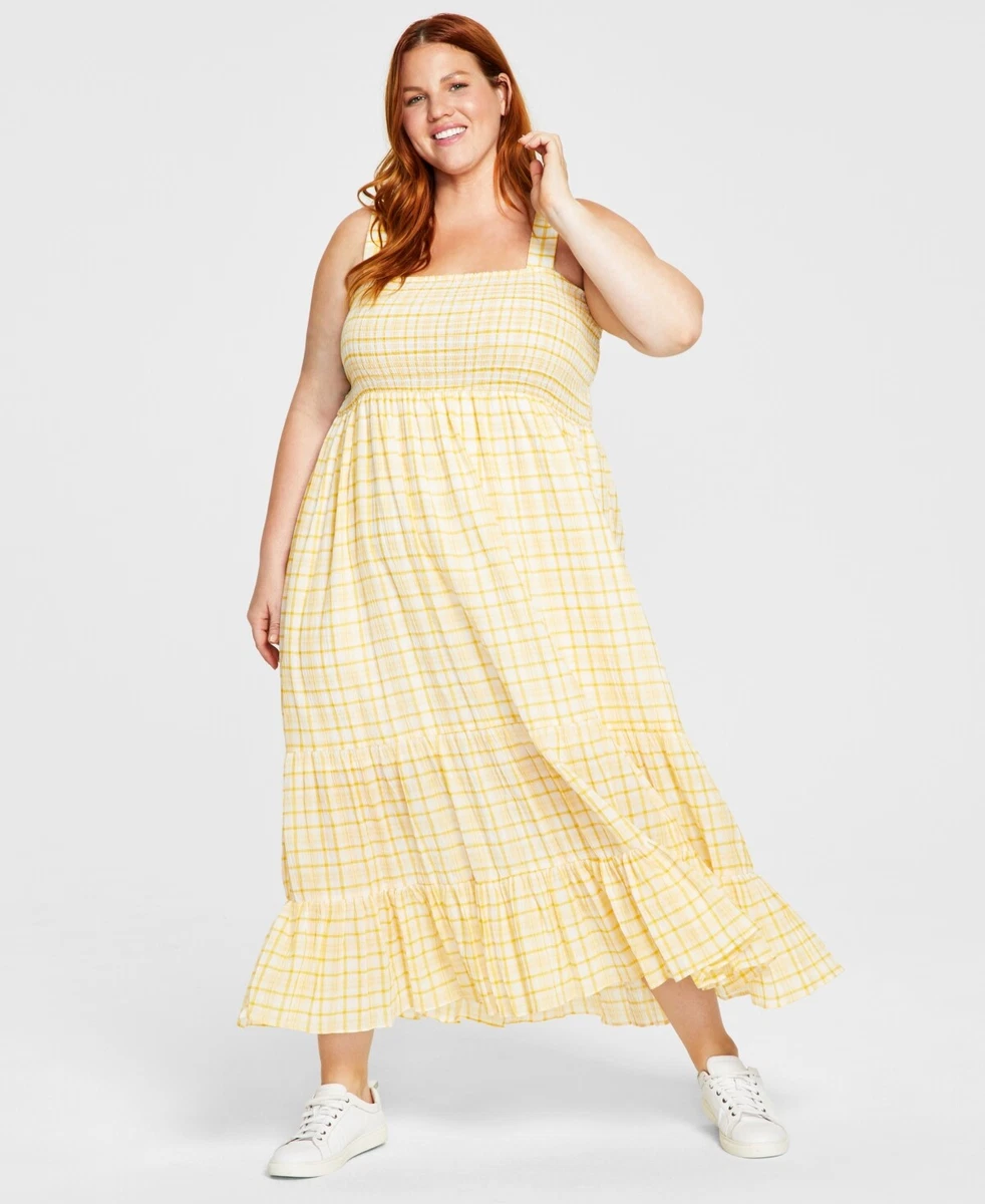 Tommy Plus Plaid Maxi Dress (1X, Yellow) | eBay