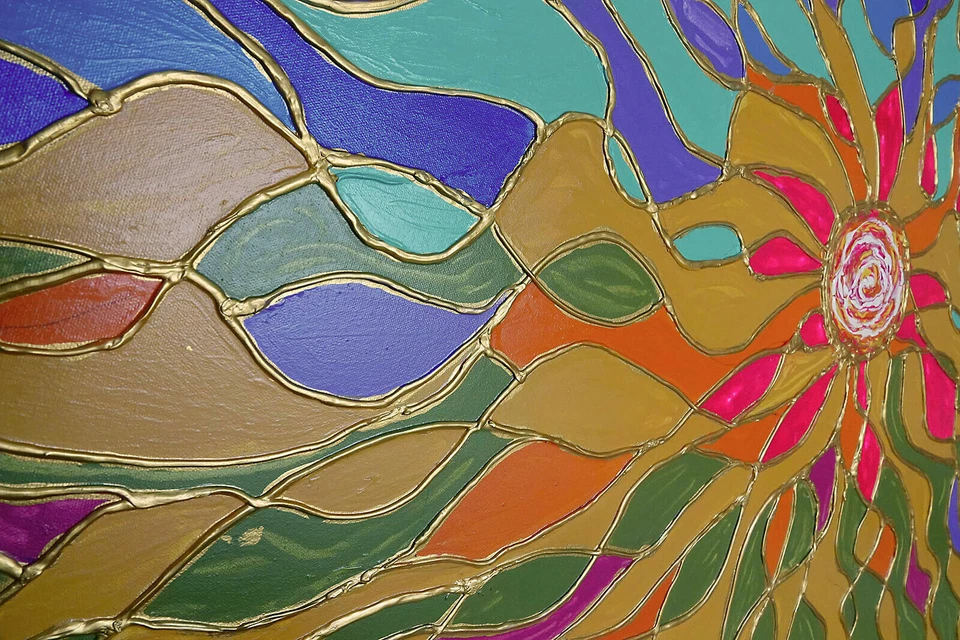 Pintura al óleo abstracta original con textura grande arte firmado xxx lienzo Foto 2 de 4