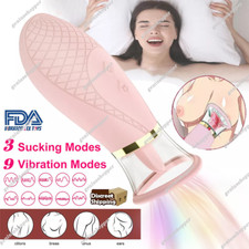 Tongue Oral Clit Licking Vibrator G Spot Sucking Dildo Massager Sex Toys Women